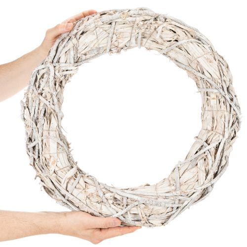 Zweigkranz aus Holz 50 cm geweißte Optik für Dekoration und DIY | Floristik24.at