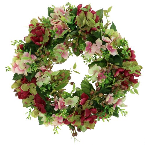 Floristik24 Kranz Hortensien/Beeren Dunkelrot Ø30cm