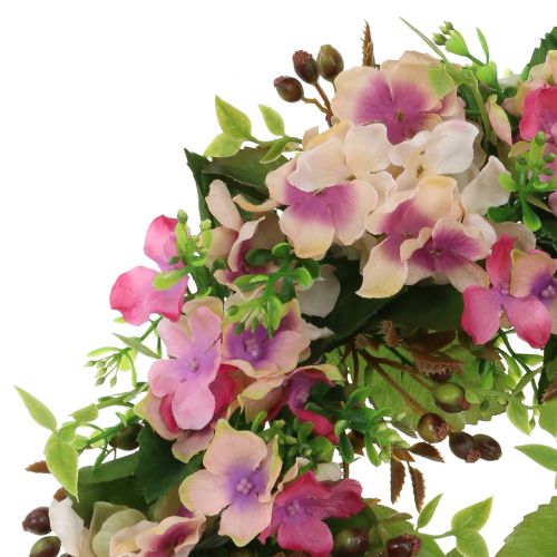 Artikel Blumenkranz mit Hortensien und Beeren Rosa Ø30cm
