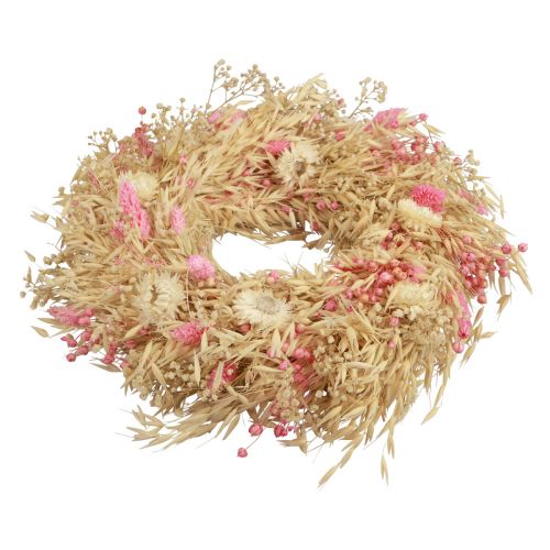 Artikel Deko Kranz Haferkranz Naturkranz Strohblumen Rosa Ø29cm