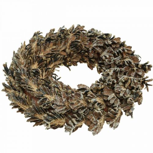 Artikel Deko Kranz Zapfen Weihnachtskranz Braun, Glitter Ø30cm