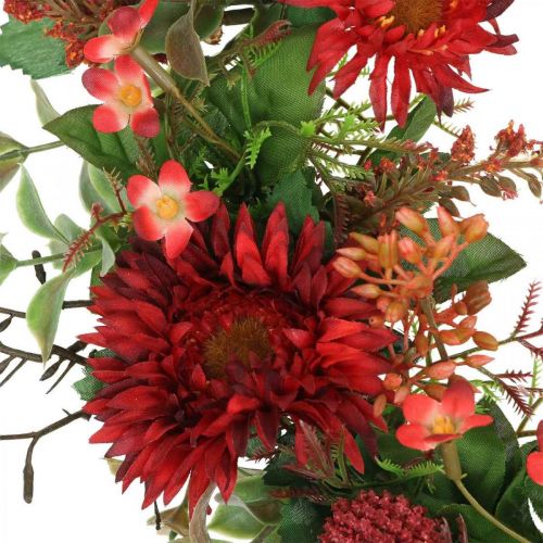 Floristik24 Herbstkranz Seidenblumen Rot Gerbera Distel Türkranz Ø42cm