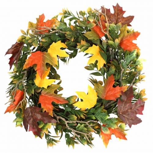 Floristik24 Kranz Herbstlaub künstlich Grün, Gelb, Orange Ø45cm