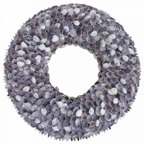 Floristik24 Muschelkranz, natürliche Muscheln, Violett Chippy, Meereskranz Ø40cm