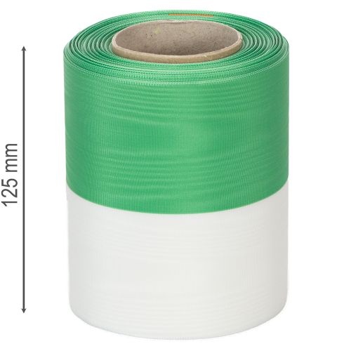 Artikel Kranzband Moiré 125mm x 25m Grün-Weiß Taftbindung Schleifenband