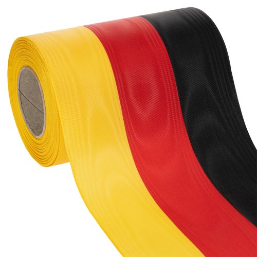Kranzband Moiré 150 mm Schwarz-Rot-Gold, 25 m Rolle, Taft für Dekoration und Trauerfeiern bestellen | Floristik24.at