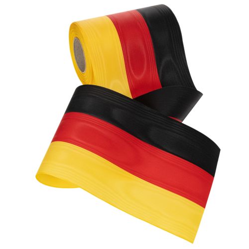 Kranzband Moiré 150 mm Schwarz-Rot-Gold, 25 m Rolle, Taft für Dekoration und Trauerfeiern | Floristik24.at