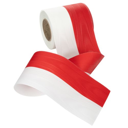 Artikel Kranzbänder Moiré Weiß-Rot 100 mm