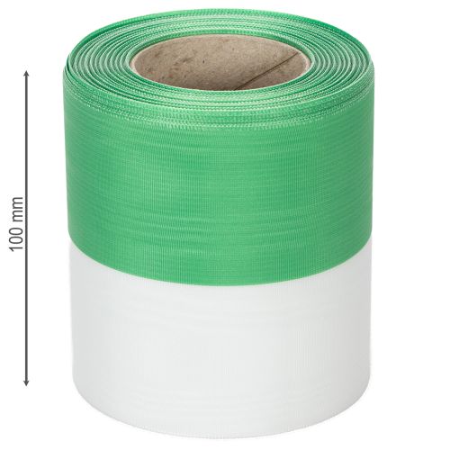 Artikel Kranzband Taftbindung Moiré Grün-Weiß 100mm x 25m