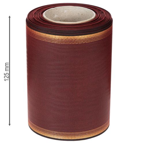 Kranzband Taftbindung Bordeaux 125mm mit Goldkante 25m | Floristik24.at