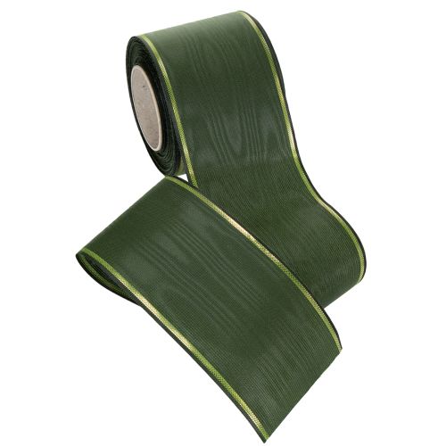 Kranzband Dunkelgrün mit Goldkante 75mm x 25m für Trauerschleifen und Floristik | Floristik24.at