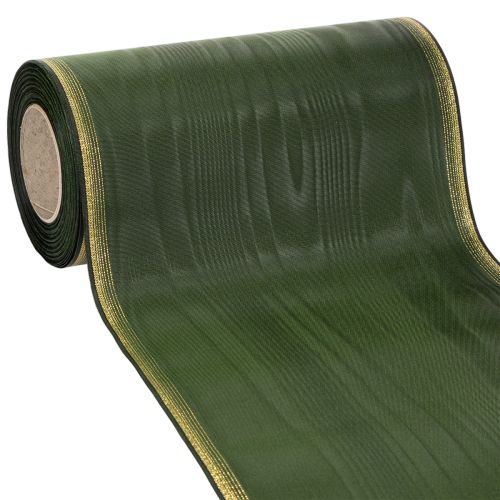 Floristik24 Kranzband Moiré 200mm Dunkelgrün mit Perlkante und Taftbindung - Dekoband für Festlichkeiten und Trauerfloristik, 25m