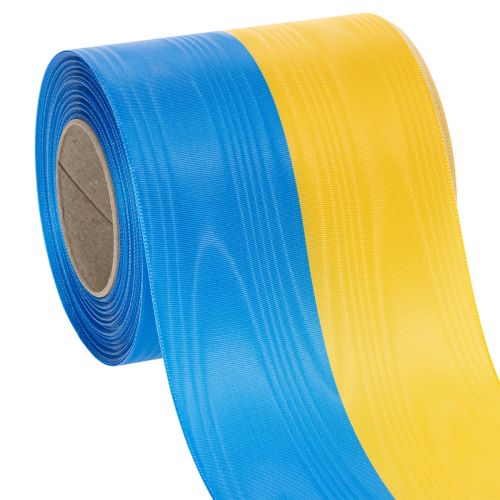 Kranzband aus Acetat mit Moiré-Effekt 100 mm Blau-Gelb bestellen | Floristik24.at
