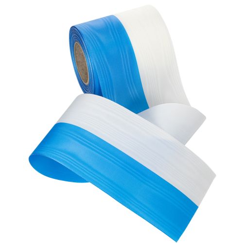 Kranzband Taft Moiré Blau-Weiß 100mm Dekoband | Floristik24.at