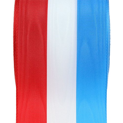 Artikel Kranzband Moiré Blau-Weiß-Rot 75mm