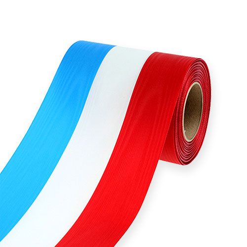 Floristik24 Kranzbänder Moiré blau-weiß-rot 150 mm