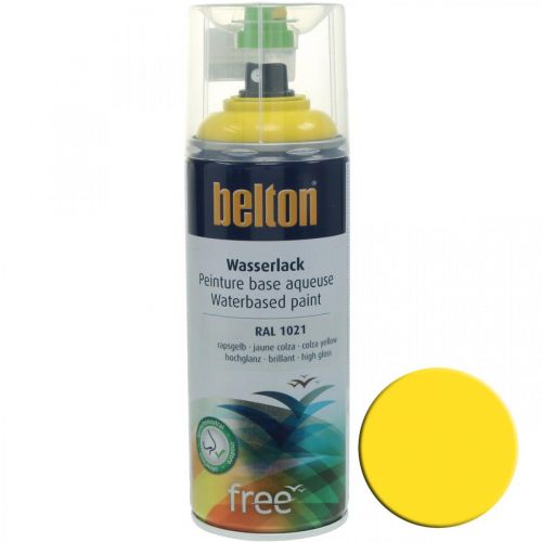 Floristik24 Belton free Wasserlack Gelb Hochglanz Spray Rapsgelb 400ml