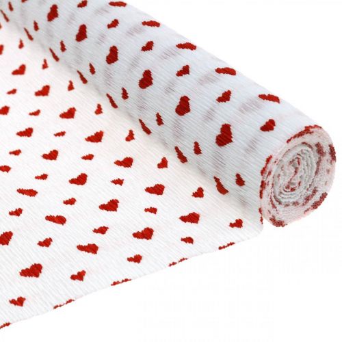 Krepppapier mit Herzen Floristenkrepp Muttertag Rot, Weiß 50×250cm