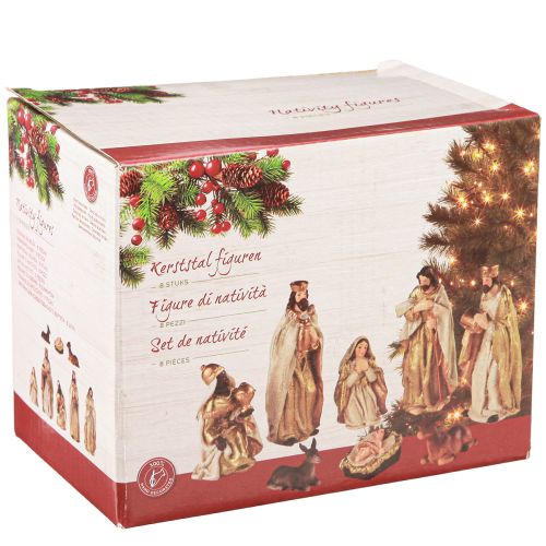 Artikel Krippenfiguren Set 8 Figuren Creme Gold Handbemalt 6-12,5cm