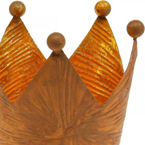 Floristik24 Teelichthalter Krone Rost Gold Optik Metall Deko H10cm