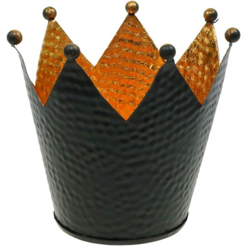 Floristik24 Teelichthalter Krone Schwarz Gold Tischdeko Metall H13,5cm