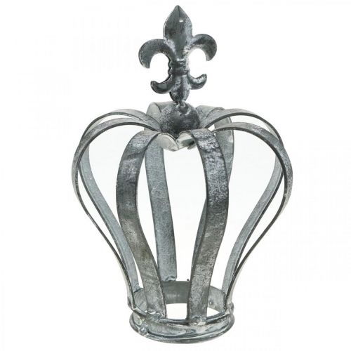 Floristik24 Dekokrone, Tischschmuck, Metalldeko Silbern, Weiß gewaschen H16cm Ø11cm