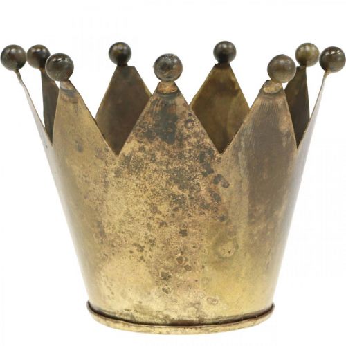 Artikel Krone Metall Antik Optik Messing Teelichthalter Ø10cm H8cm