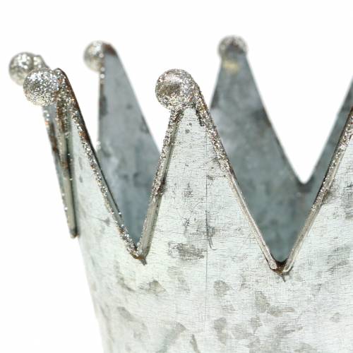 Floristik24 Dekotopf Krone Metall Silber Ø13,5cm H11,5cm 2St