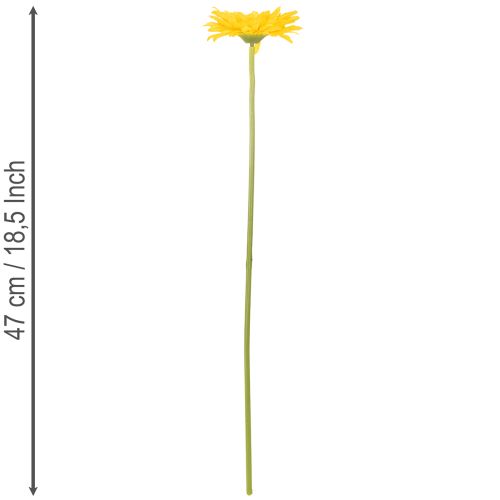 Künstliche Gerbera-Blume aus Kunststoff und Metall, Gelb, 47 cm 6St | Floristik24.at