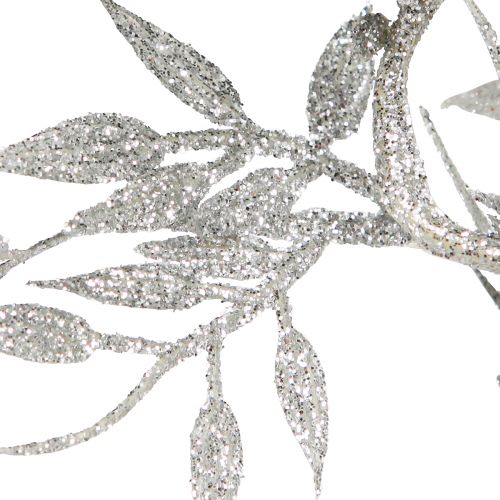 Floristik24 Künstliche Girlande Silber Glitter Farn Blättergirlande 180cm 3St