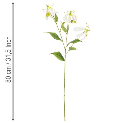Künstliche Gloriosa Blume Weiß Gelb Blütenzweig 80 cm 3er-Set für Dekoration | Floristik24.at