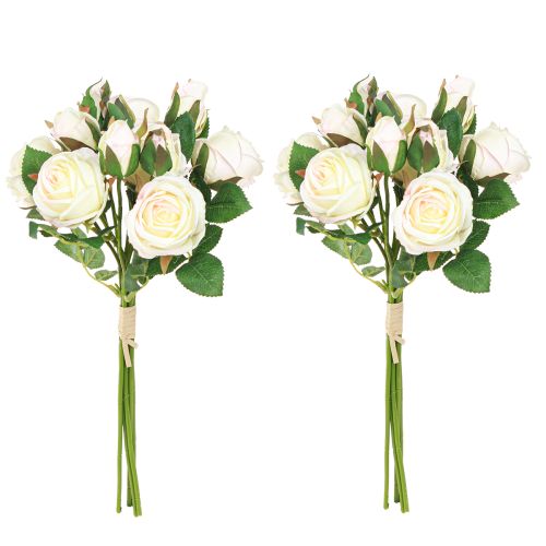 Artikel Künstliche Rosen Kunstblumen Bund Creme 36cm 12St