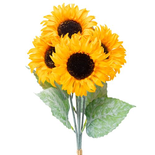 Floristik24 Künstliche Sonnenblumen Deko mit Blättern Gelb 58cm 4 St