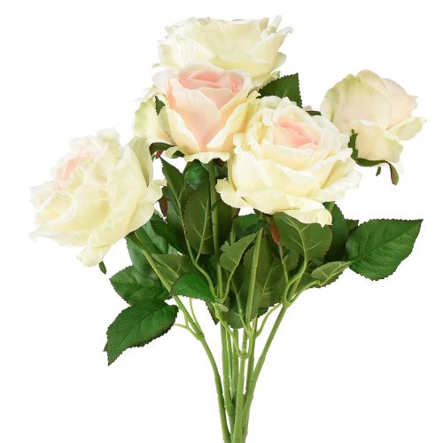 Floristik24 Künstliche Rosen Kunstblumenstrauß Rosen Creme Rosa Pick 54cm