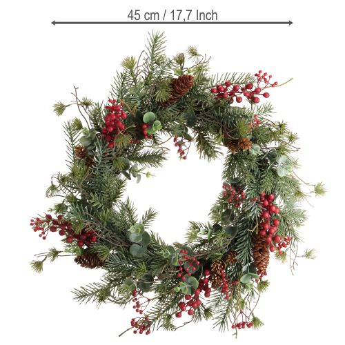 Artikel Künstlicher Adventskranz Rote Beeren Deko Kranz Ø45cm