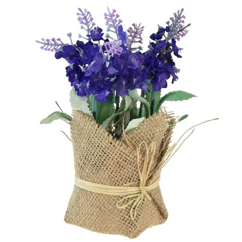 Floristik24 Künstlicher Lavendel Kunstblume Lavendel im Jutesack Weiß/Lila/Blau 17cm 5St