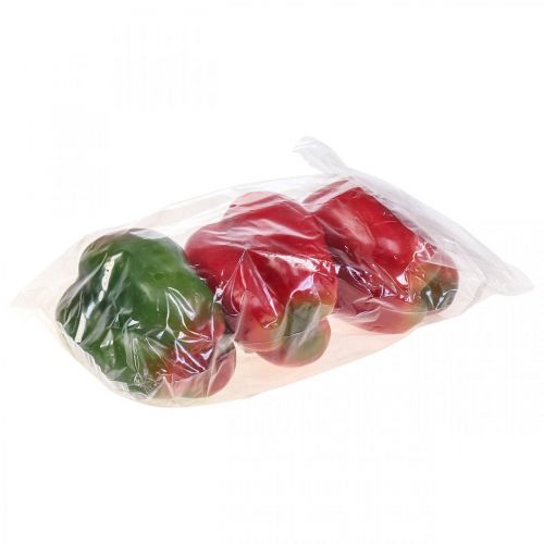 Floristik24 Künstliches Gemüse Deko Paprika Rot Grün Ø 8cm H13cm 3St