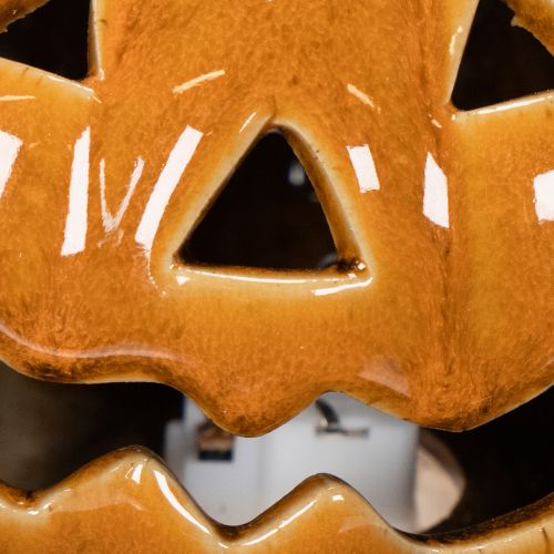 Keramik Kürbis LED Dekoration Orange 10 cm für Innenbereich | Floristik24.at