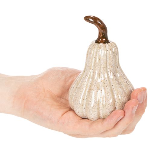 Deko-Kürbis aus Keramik 12cm Beige für Herbstdekoration | Floristik24.at