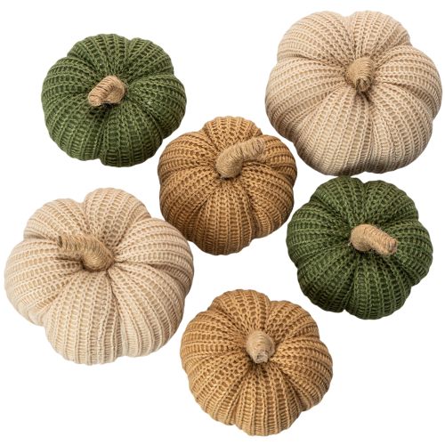 Deko-Set gestrickte Kürbisse Baumwolle 10 cm Braun Beige Grün 6 Stück bestellen | Floristik24.at