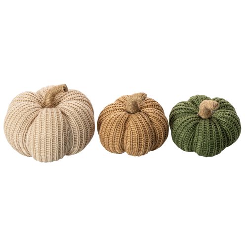 Deko-Set gestrickte Kürbisse Baumwolle 10 cm Braun Beige Grün 6 Stück | Floristik24.at