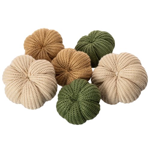 Deko-Set gestrickte Kürbisse Baumwolle 10 cm Braun Beige Grün 6 Stück | Floristik24.at