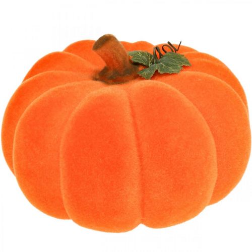 Kürbis Deko Orange groß Beflockte Herbstdeko Ø30cm