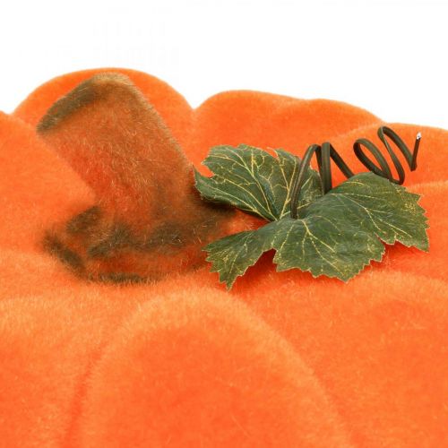 Floristik24 Kürbis Deko Orange groß Beflockte Herbstdeko Ø30cm