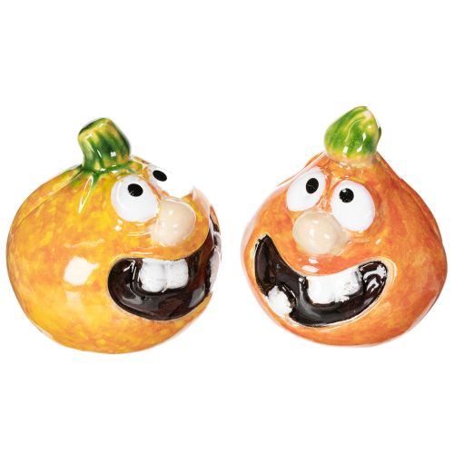 Dekofiguren Kürbis 6cm Keramik orange 2er-Set