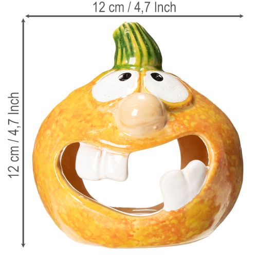 Kürbis-Teelichthalter aus Keramik mit lustigem Gesicht, 12 cm, 2er-Set | Floristik24.at