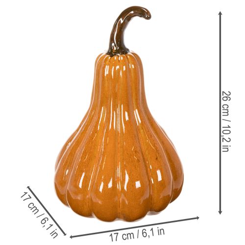 Kürbis aus Keramik 26 cm Orange für Herbstdekoration | Floristik24.at