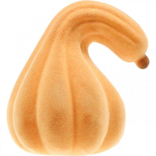 Artikel Deko Kürbis gekrümmt Orange beflockt Künstlicher Zierkürbis 18cm