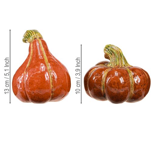 Artikel Kürbisse Keramik Herbstdeko Braun Orange 10/13cm 2 St
