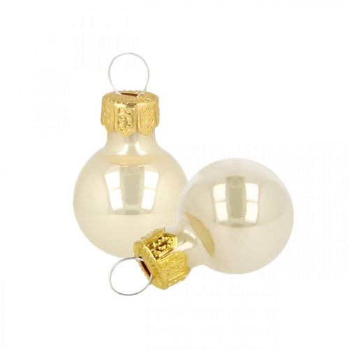 Floristik24 Mini Weihnachtskugeln Glas Creme Matt/Glänzend Ø2cm 44St